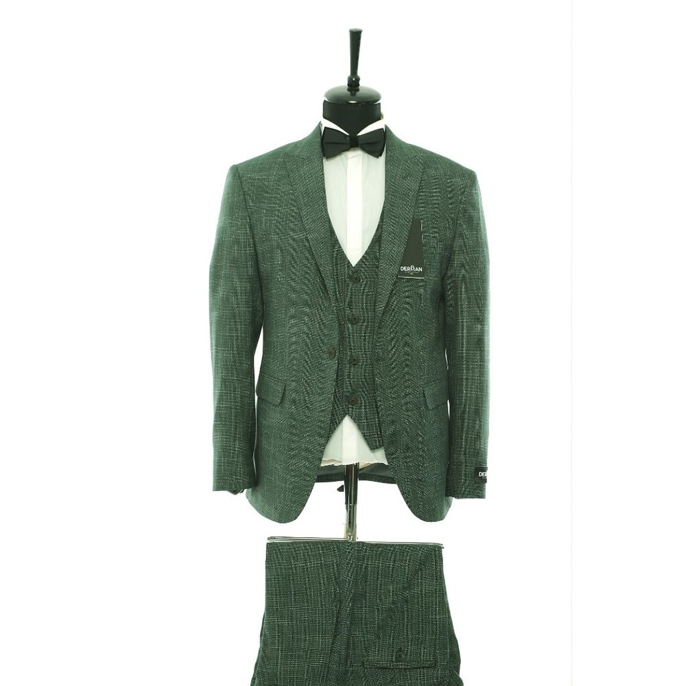 Turkish Import GREEN Classic Tuxedo, Textured Fabric 3pc, U.S. Sizes